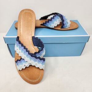 DRAPER JAMES French Blue Ombre Piper Slides Sandals Size 8.5 Summer Preppy